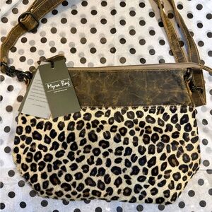 Myra Bag Brown and Tan Leopard Crossbody and matching wristlet/wallet